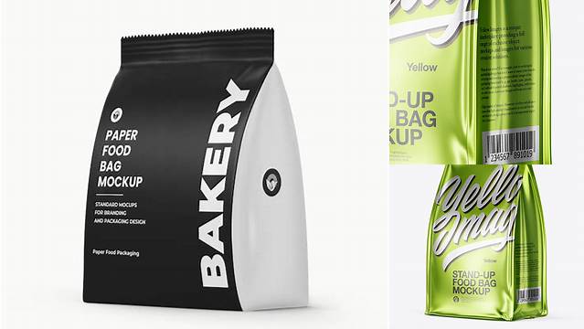 728+ Matte Metallic Food Bag PSD Mockup Half Side View Versatile Photoshop Freebie