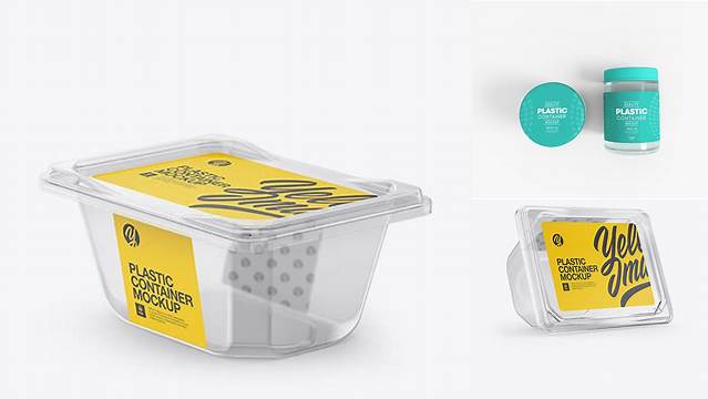 7280+ Plastic Transparent Container PSD Mockup Half Side View Premium Free Graphic Resource