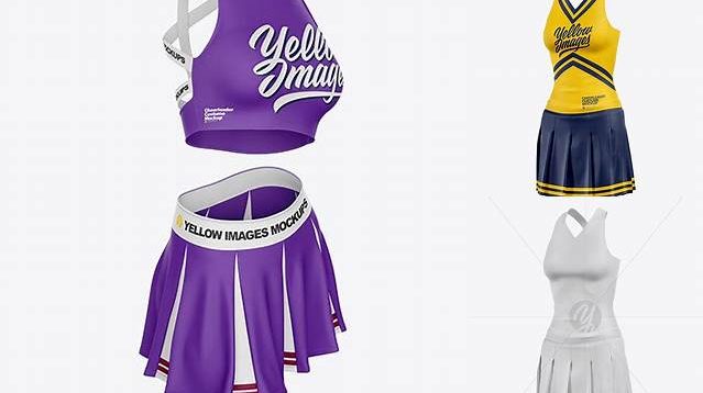 7281+ Cheerleader Costume PSD Mockup Half Side View High Resolution