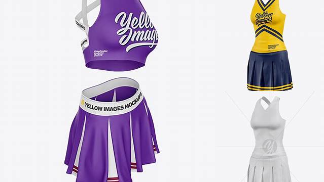 7281+ Cheerleader Costume PSD Mockup Half Side View High Resolution