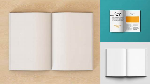 7282+ Opened Book PSD Mockup Top View Easy Editable