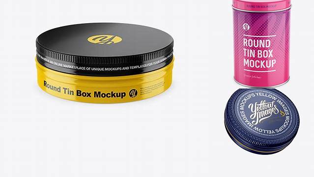 7289+ Glossy Round Tin Box PSD Mockup High-Angle Shot Free PSD for Creatives