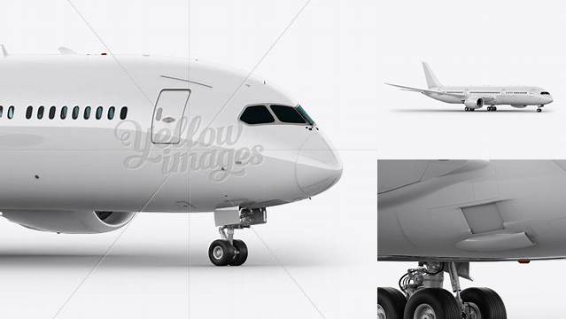 7291+ Boeing 787 Dreamliner PSD Mockup Front 3/4 View Exclusive and Stylish Design PSD