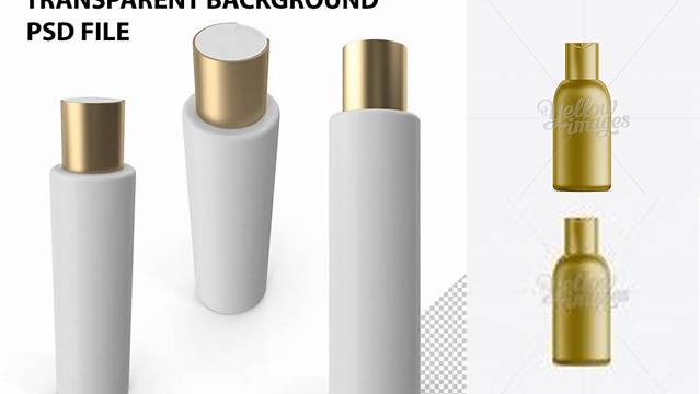 7291+ Gold Plastic Cosmetic Bottle with Cap 100 ml Download Free Editable PSD Template