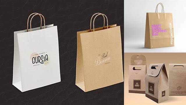 7293+ Kraft Paper Bag With Boxes PSD Mockup Half Side View Stylish PSD for Free