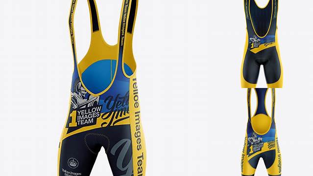 7293+ Men's Cycling Bib Shorts PSD Mockup Front 3/4 View Elegant High-Resolution Design File