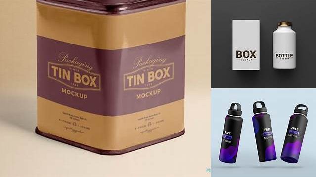 7293+ Metallic Box with Bottle PSD Mockup Front View Modern and Unique Freebie PSD