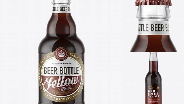 7297+ 330ml Clear Glass Bottle with Brown Ale PSD Mockup Elegant and Stylish Free PSD