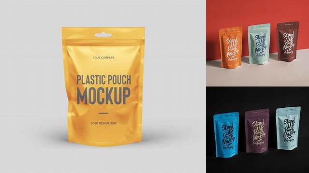 7299+ Glossy Stand-Up Pouch PSD Mockup Half Side View Elegant Design Mockup PSD