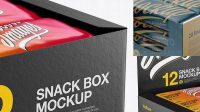 7300+ 20 Snack Bars Display Box PSD Mockup Halfside View High-Angle Shot Professional PSD Mockup