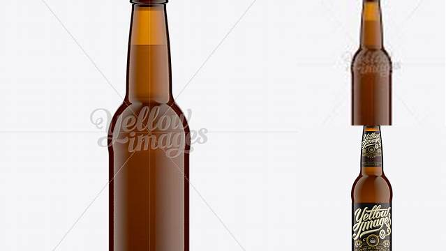 7302+ 33cl Long Neck Amber Glass Bottle PSD Mockup Advanced and Editable PSD Template Free