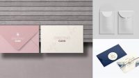 7308+ Gift Card in Envelope PSD Mockup Top View Exclusive Editable PSD File