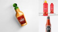 7309+ 730g Ketchup Squeeze Bottle PSD Mockup Free Editable Photoshop Template