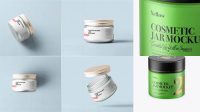 7309+ Green Frosted Glass Cosmetic Jar PSD Mockup High-Angle Shot Free Downloadable PSD