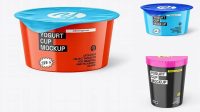 7310+ Glossy Yogurt Cup PSD Mockup Half Side View Include TIFF