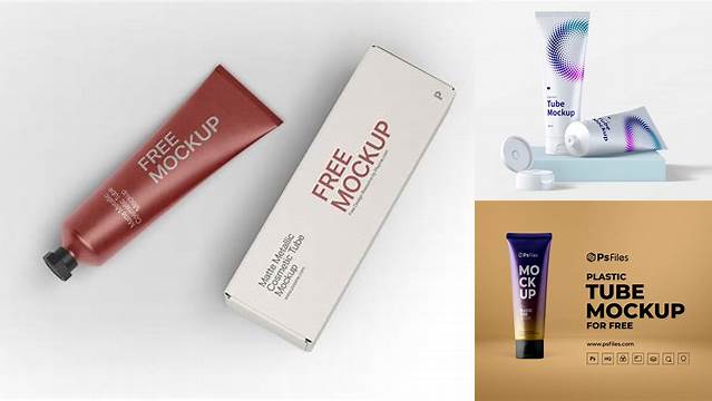 7310+ Metallic Cosmetic Tube With A Box PSD Mockup Advanced Editable PSD