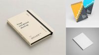 7312+ Notebook PSD Mockup Half Side View High Angle Shot Editable Photoshop File