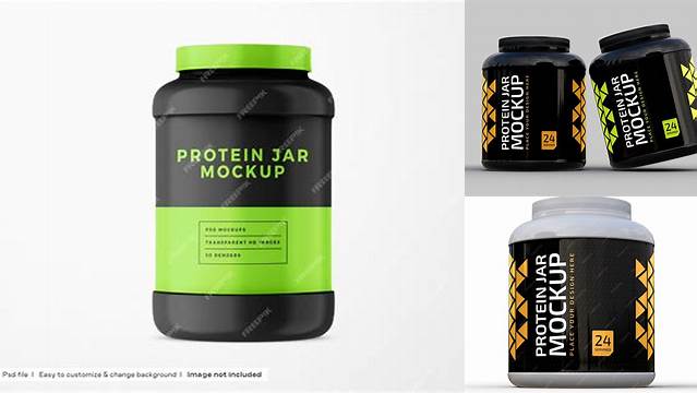 7317+ 300ml Matte Protein Jar PSD Mockup Advanced Editable PSD