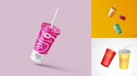 7318+ Paper Soda Cup With Straw PSD Mockup Free Mockup Templates