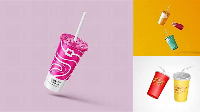 7318+ Paper Soda Cup With Straw PSD Mockup Free Mockup Templates