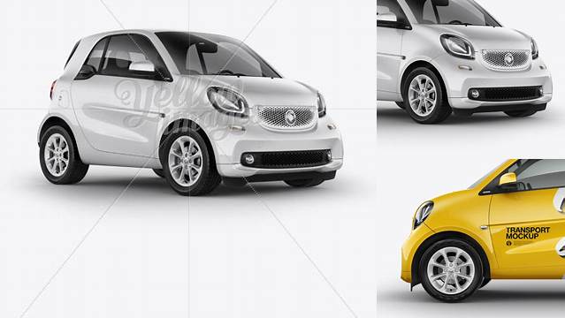 732+ Smart Fortwo PSD Mockup Halfside View Free Premium Photoshop Template Download