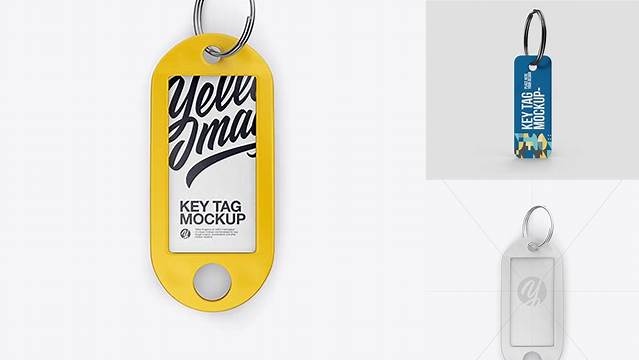 7320+ Matte Key Tag PSD Mockup Top View High-Quality PSD Files