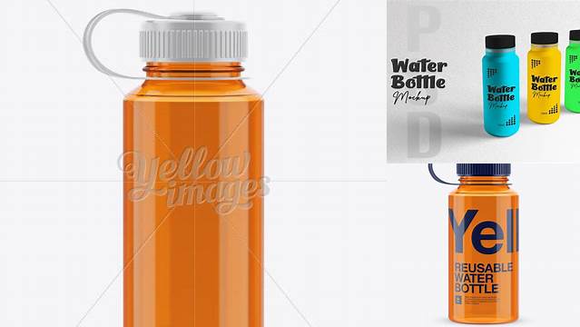 7320+ Orange Plastic Reusable Water Bottle PSD Mockup Unique High-Resolution Design Freebie