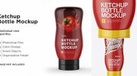 7321+ 250g Ketchup Upside Down Bottle PSD Mockup Creative Layered Design File