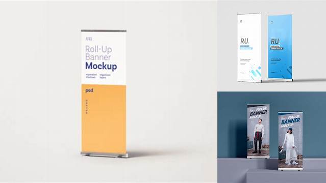 7321+ Pull Up Banner Mockup Editable and Customizable PSD