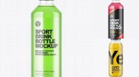 7322+ Clear PET Bottle with Soft Drink & Sport Cap PSD Mockup High-Quality Editable PSD