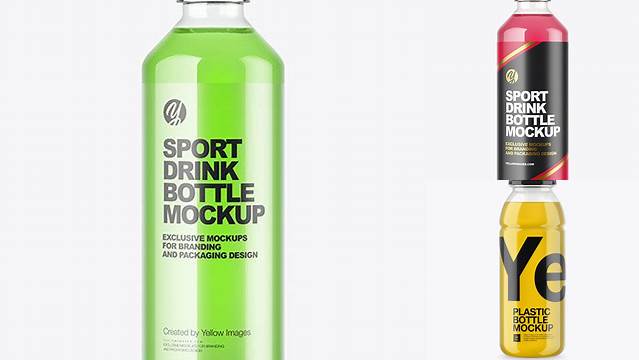 7322+ Clear PET Bottle with Soft Drink & Sport Cap PSD Mockup High-Quality Editable PSD