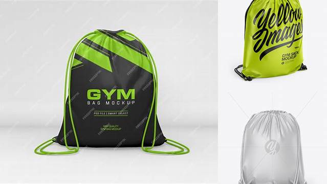 7325+ Glossy Gym Sack PSD Mockup Back View Customizable Layered Design PSD