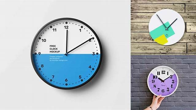 7325+ Round Wall Clock PSD Mockup Half-Side View Editable Graphic Design Files