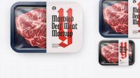 7327+ Plastic Tray With Marbled Beef PSD Mockup Top View Custom PSD Mockup Template