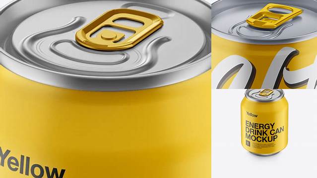 7329+ 250ml Matte Aluminium Can PSD Mockup High-Angle Shot Professional Graphic PSD Download