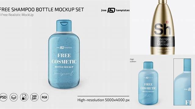 7329+ 400ml Metallic Shampoo Bottle PSD Mockup Smart Layer PSD