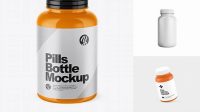 7330+ Glossy Pills Bottle PSD Mockup High-Angle Shot Stylish Free PSD