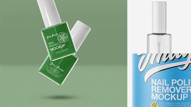 7332+ Nail Polish Remover Bottle PSD Mockup Front View Editable Mockup PSD