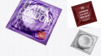 7333+ Square Matte Condom Sachet PSD Mockup Halfside View Unique High-Resolution Design Freebie