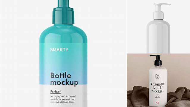 7334+ Glossy Plastic Bottle with Pump PSD Mockup Elegant and Versatile PSD Resource