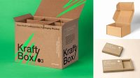 7339+ Opened Kraft Paper Box PSD Mockup Fully Customizable Mockup PSD Free