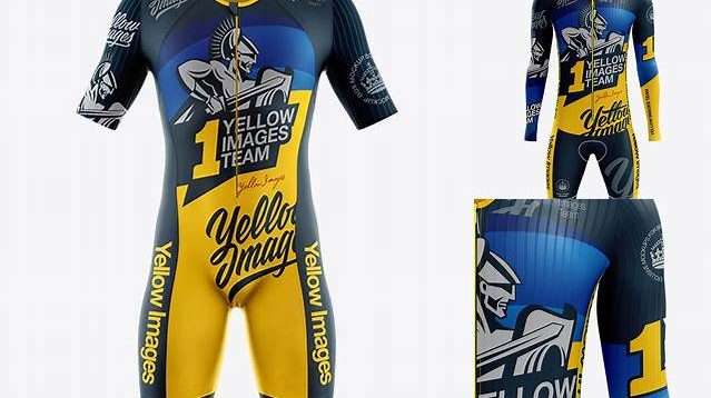 734+ Men’s Cycling Speedsuit PSD Mockup Front View High-Quality PSD Files