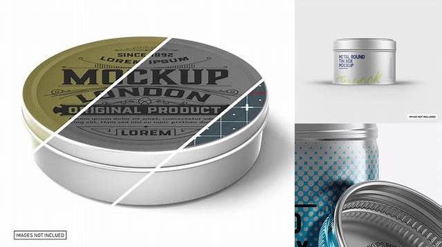 734+ Metallic Round Tin Box PSD Mockup Front View Custom Mockup PSD for Free