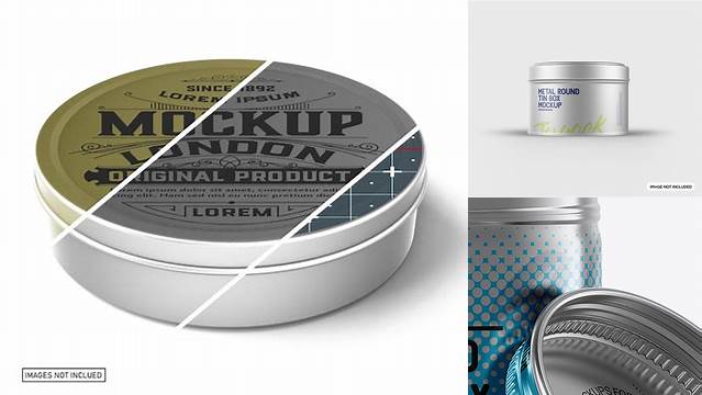 734+ Metallic Round Tin Box PSD Mockup Front View Custom Mockup PSD for Free