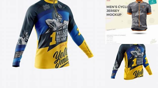 7348+ Men's Cycling Jersey With Long Sleeve PSD Mockup Half Side View High-Quality Creative PSD