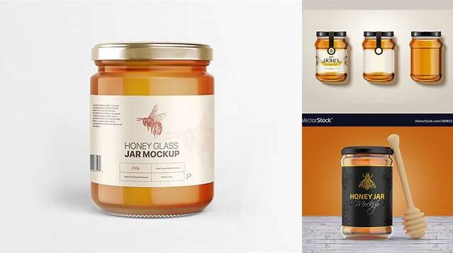 735+ Glass Jar with Pure Honey PSD Mockup Editable Graphic Design Files