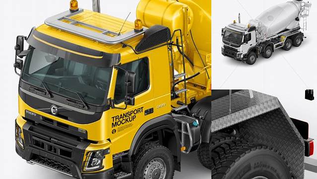 735+ Volvo Mixer Truck PSD Mockup Left Half Side View Download Customizable PSD