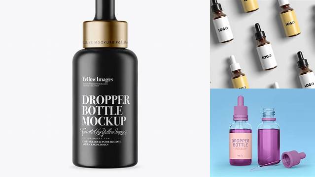 7351+ Matte Dropper Bottle With Metal Cap PSD Mockup Free Creative Design