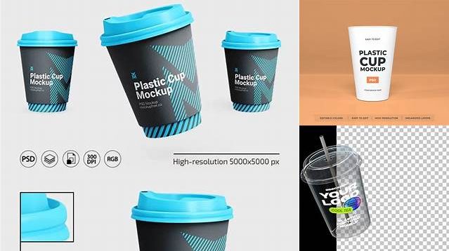 7355+ Plastic Cup PSD Mockup Front View High Angle Shot Layered PSD File Free Download