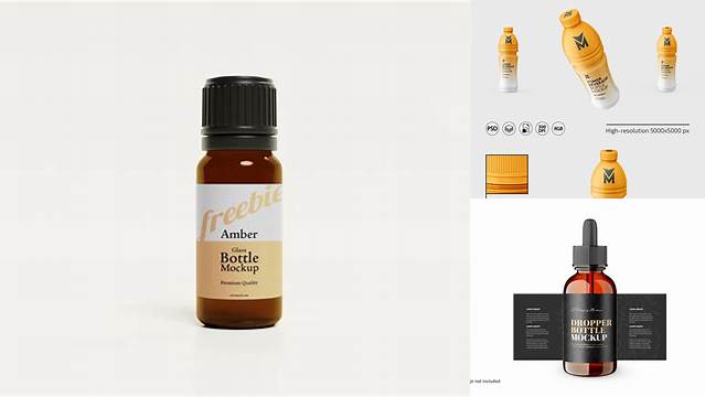 7356+ Amber Glass Drink Bottle PSD Mockup Unique and Creative Free PSD File